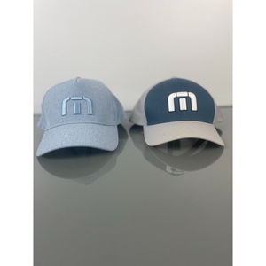 Travis Mathew Lot Of 2 Snap Back Golf Hats Embroidered Logo Blue & Gray